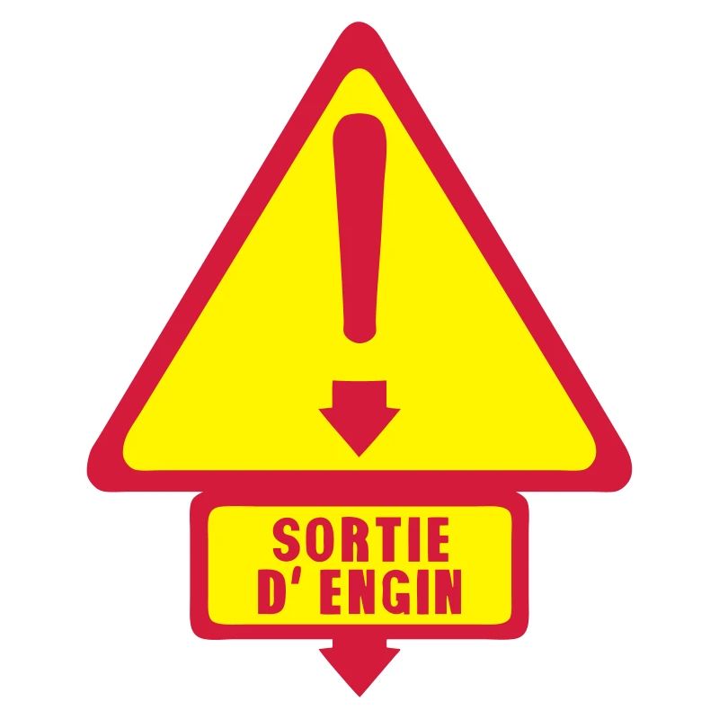 sortie engin panneau danger fleche