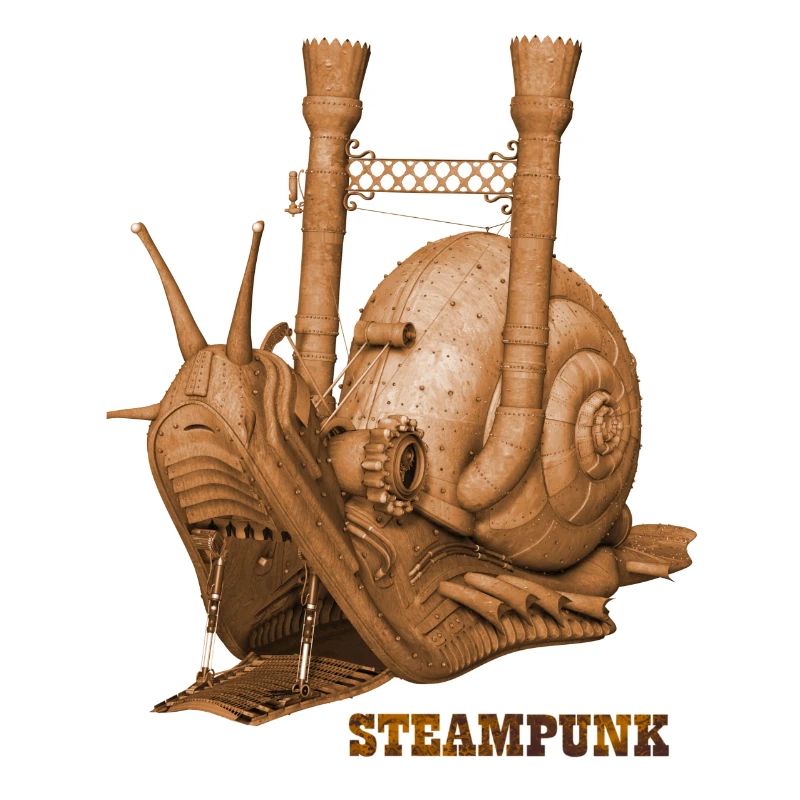 Steampunk snail retro steam engine gear