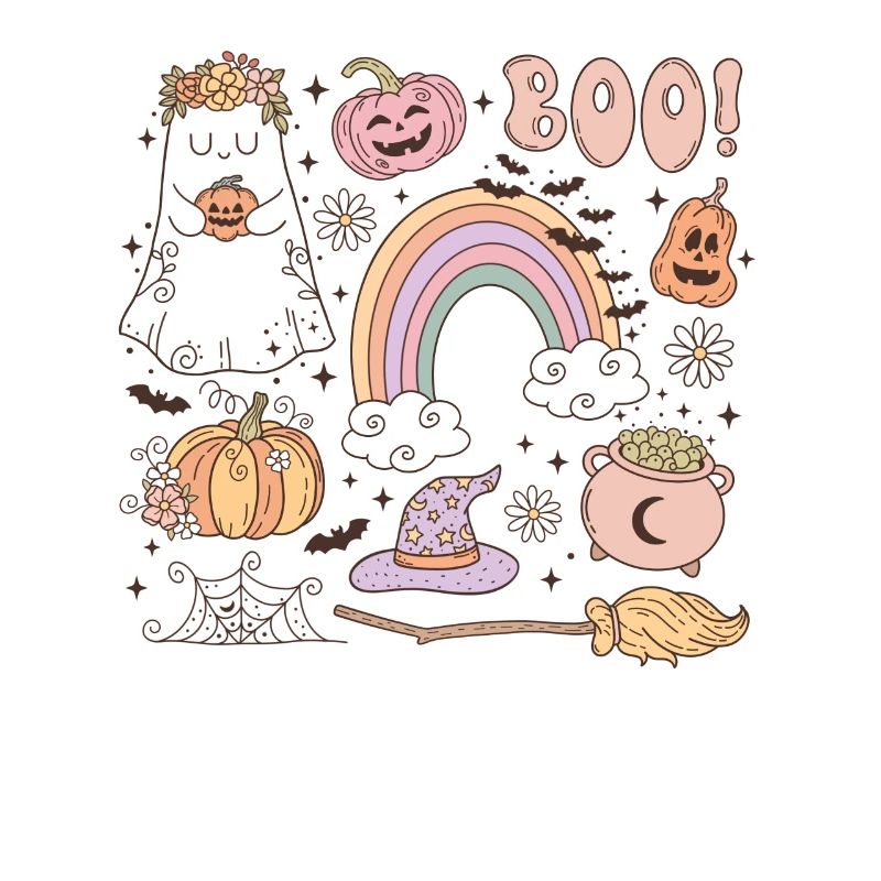 Rétro Halloween Elements: Ghost, Pumpkin et Magic