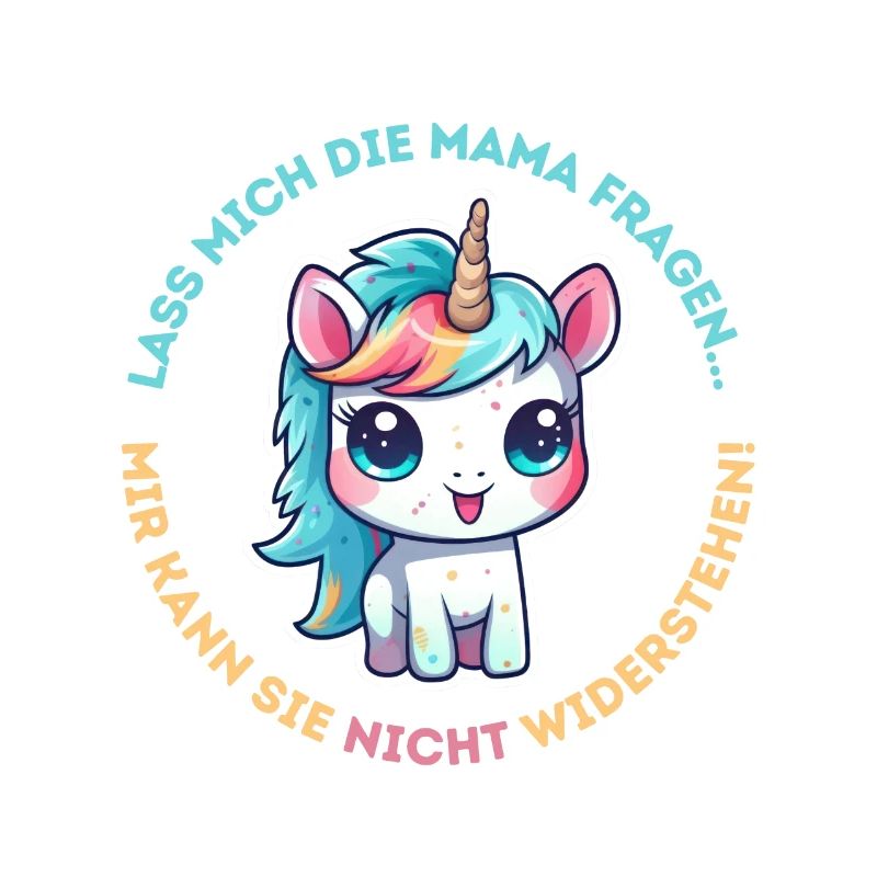 Süßes Einhorn fragt Mama Geschenk