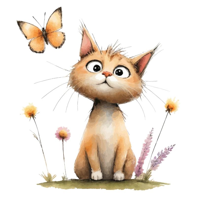 Chat mignon : Papillon murmure en couleur pastel
