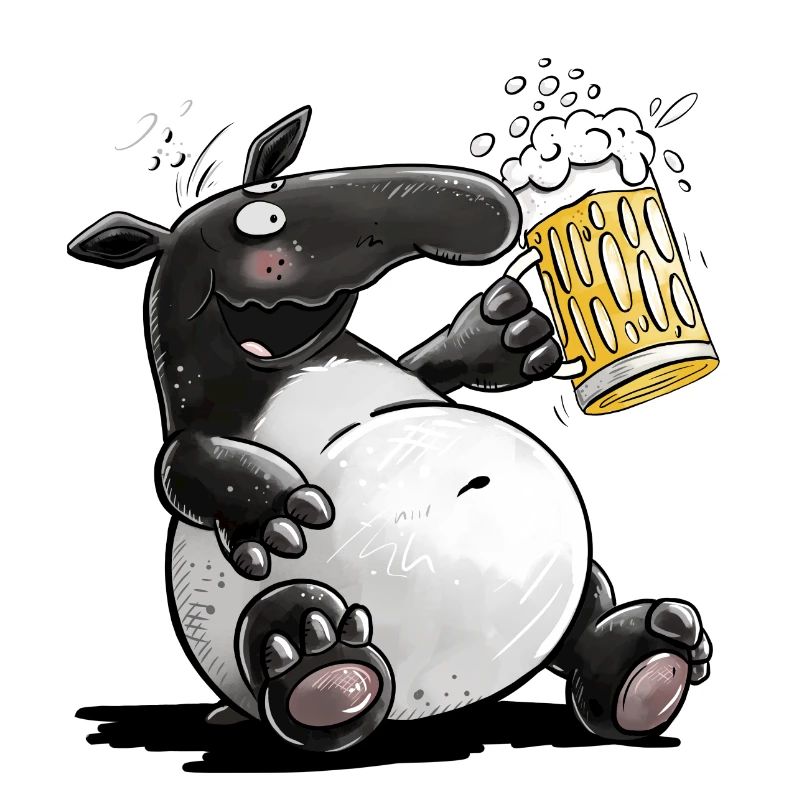 Tapir Drinks Beer Tabier Pun