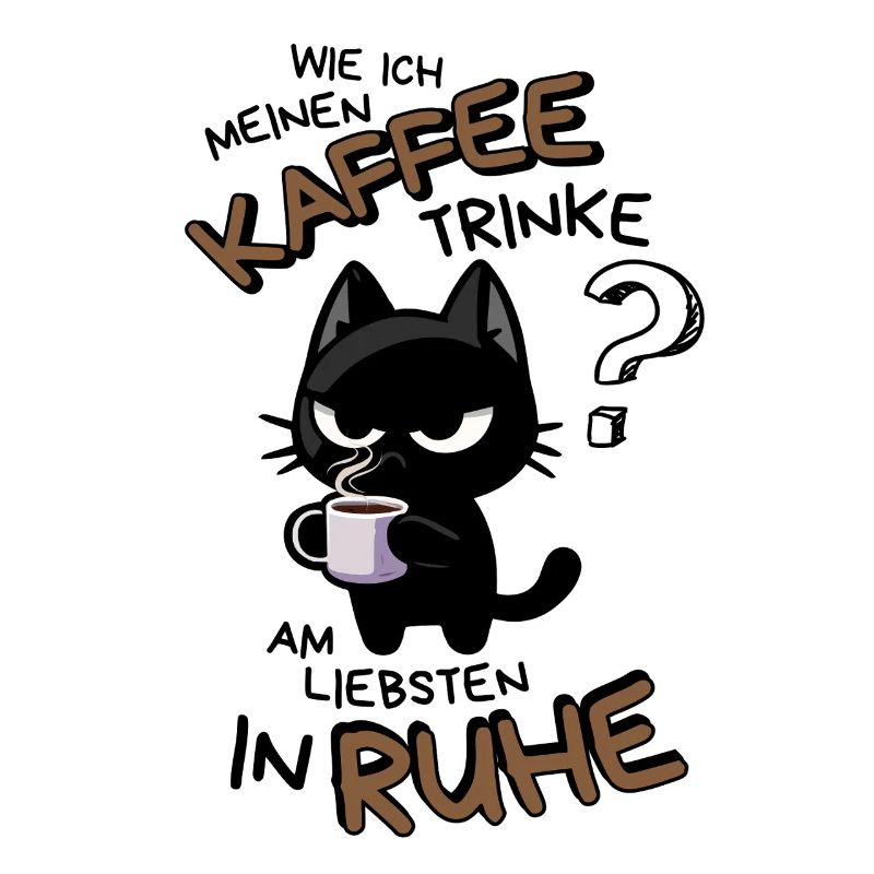 Kaffee und Ruhe – schwarze Katze am Limit