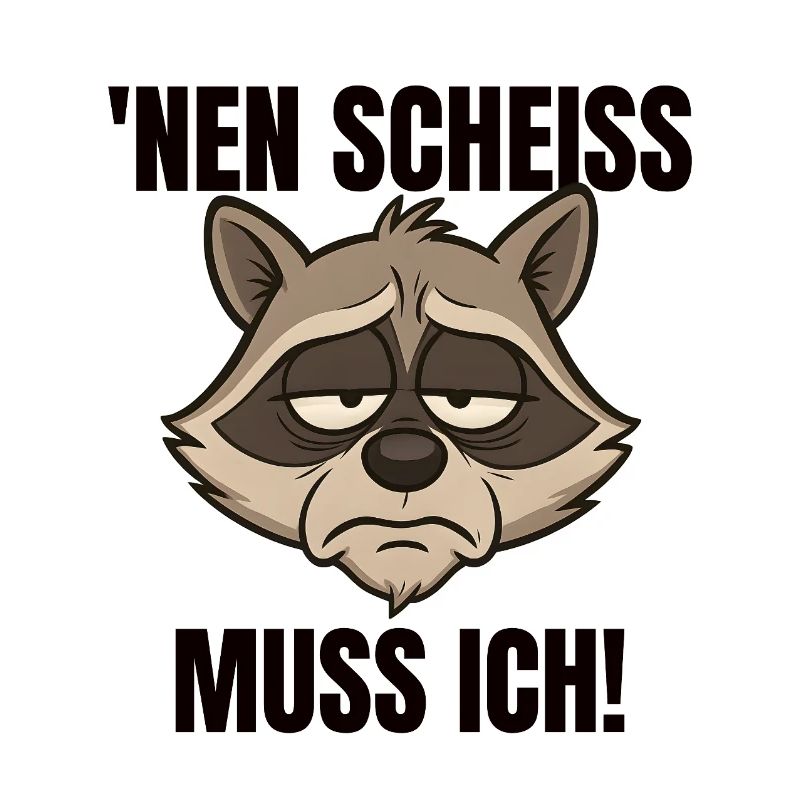 Lustiger Waschbär Spruch Nen Scheiss muss ich