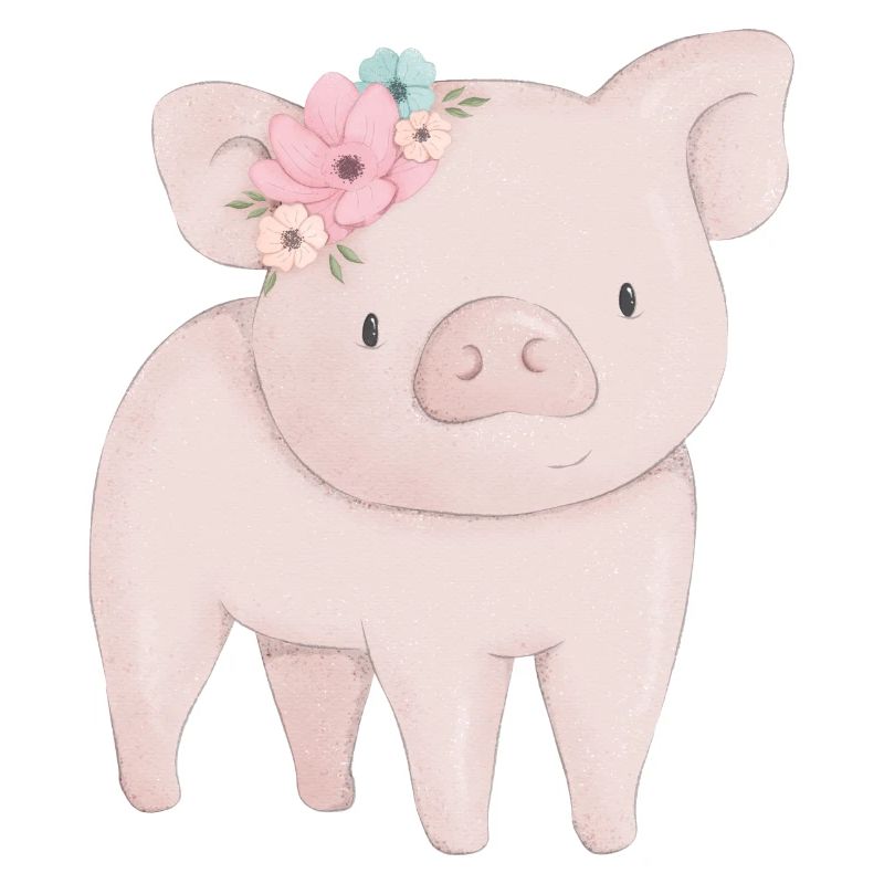 Bébé cochon avec une fleur