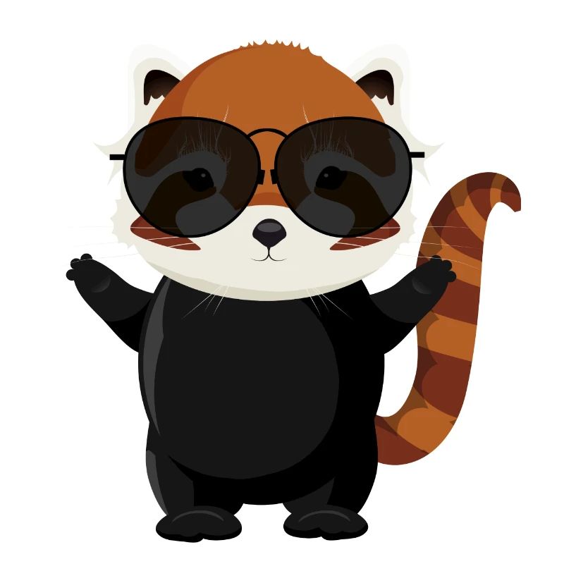 Drôle de petit panda roux avec des lunettes de soleil