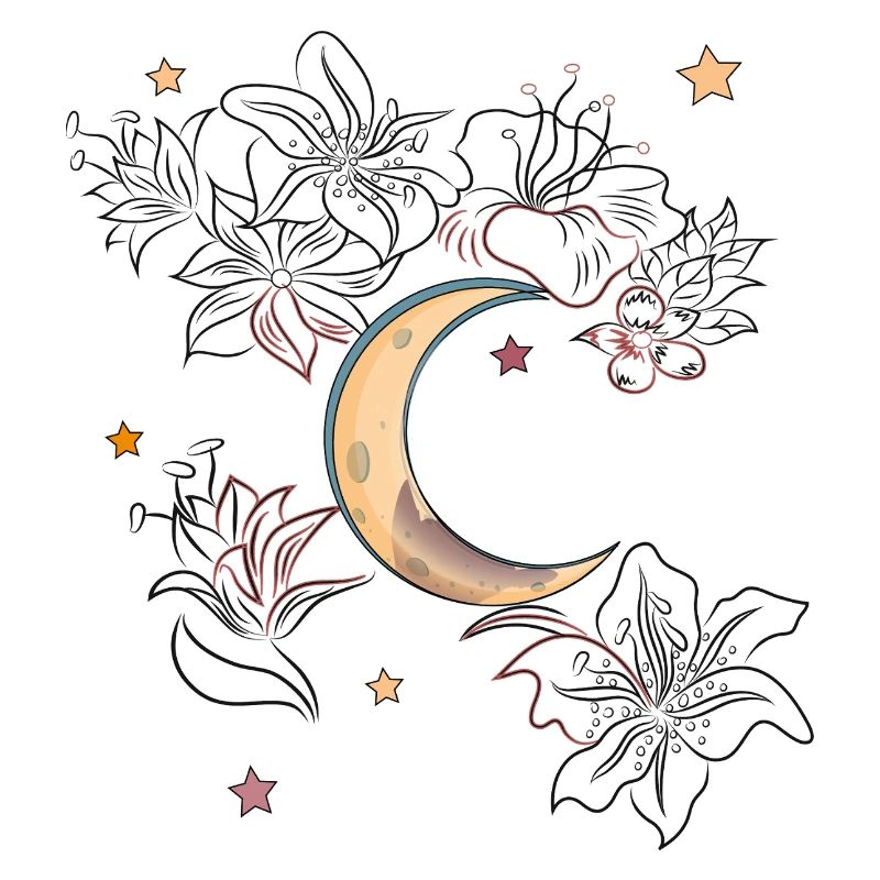Lune avec des fleurs
