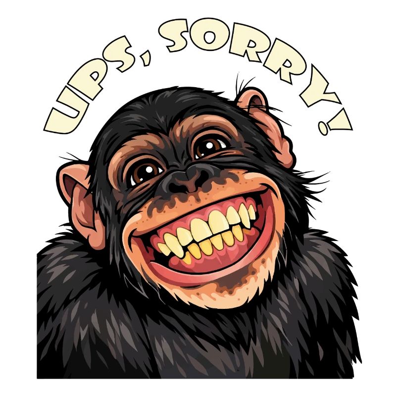 Oops, sorry! Funny Grinning Cartoon Monkey