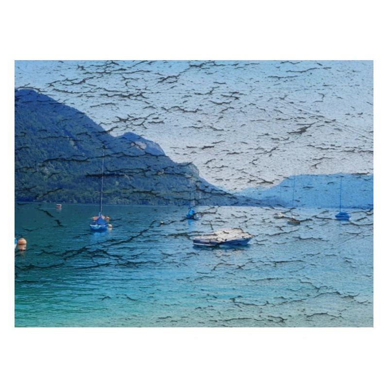 Lake with jumping pattern, patina, on alt