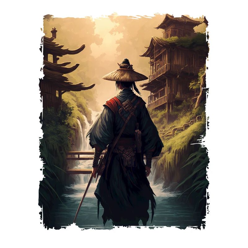 Samurai Japanese Temple Waterfall
