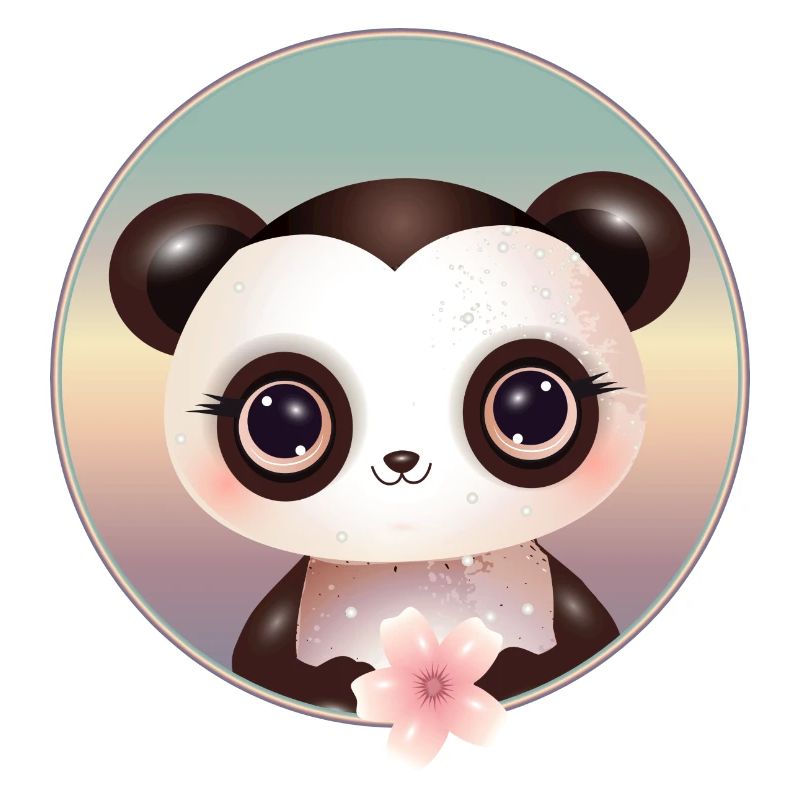 Mignon ours panda avec une fleur de cerisier