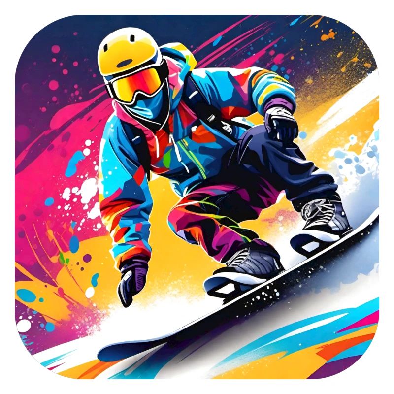 Cool snowboarder in colorful graffiti style
