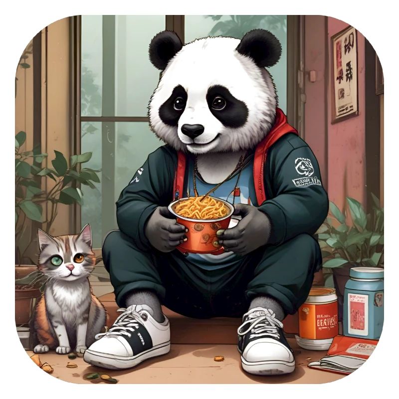 Panda cool avec chat