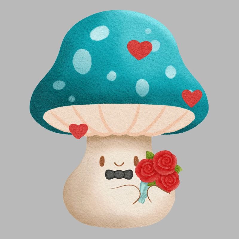 Mignon champignon de la Saint-Valentin avec des fleurs