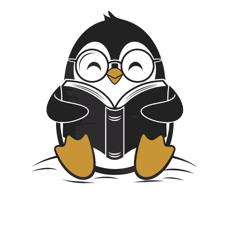 Cute Penguin With Book Reading Joy