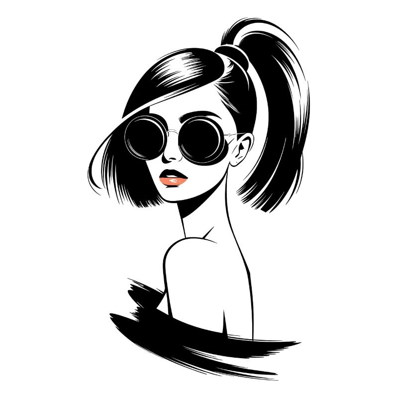 Femme élégante avec lunettes de soleil et queue de cheval