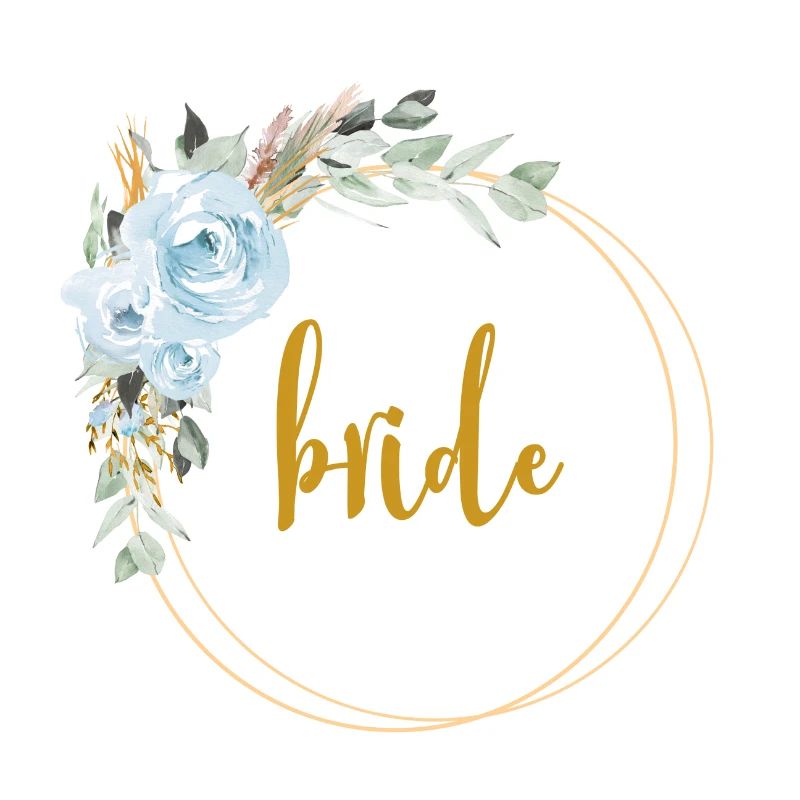 Team Bride! Eukalyptus Blauer Rosen Boho Kranz