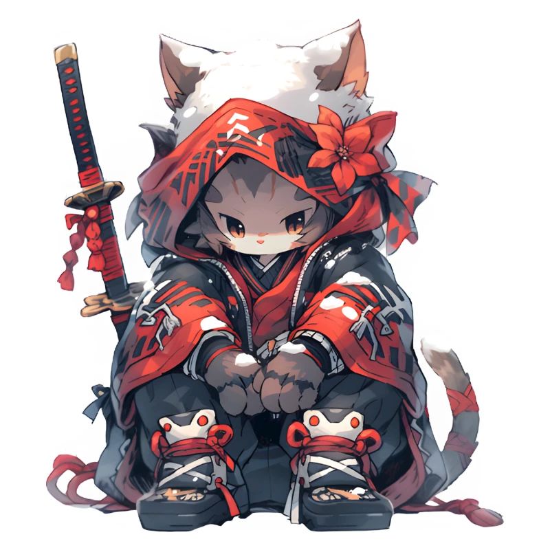 Chat samouraï mignon