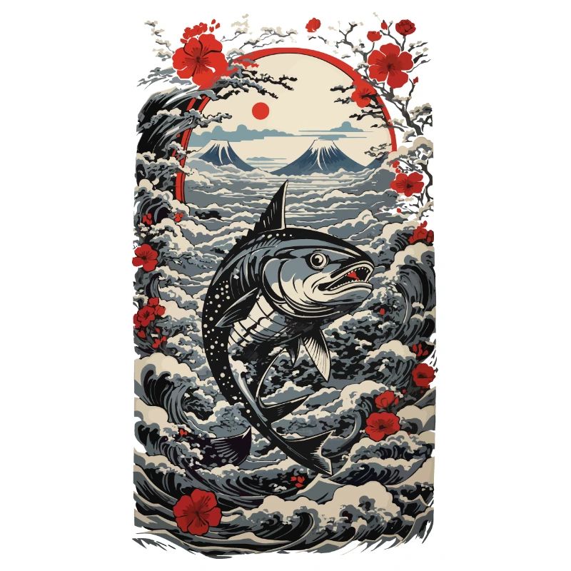 Ukiyo-E Thon Japonais Fleur De Cerisier Design