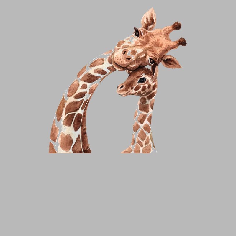 Mutter und Tierbabys Aquarell Giraffe Mutter