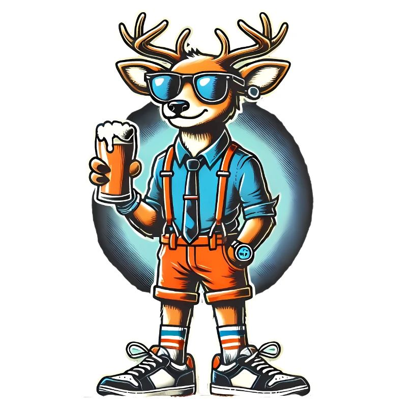 renne cool avec conception de dessin animé de bière