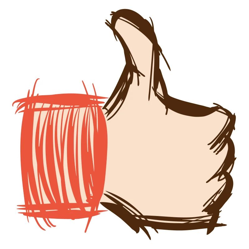 Thumbs up, thumbs down, emoji hand-drawn