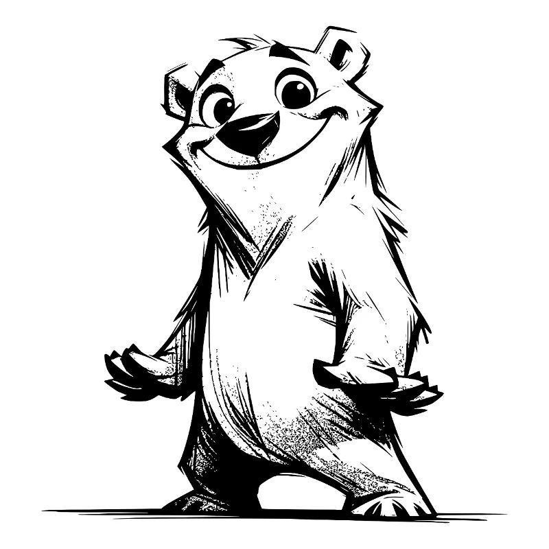 Glücklicher Bär Comic Figur mit frechem Grinsen