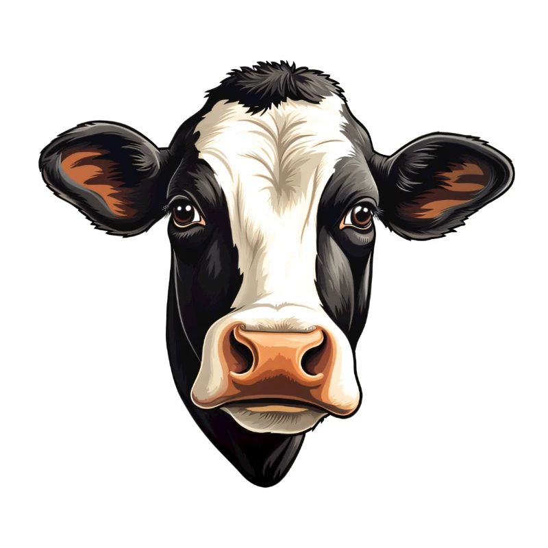 Cow's head, black and white spotted Holstein cattle