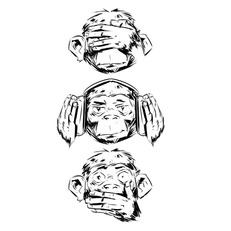 3 Wise Monkeys Hear Speak et See No Evil