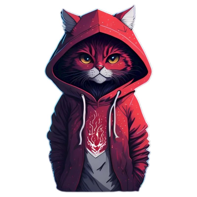 Chat avec sweat à capuche