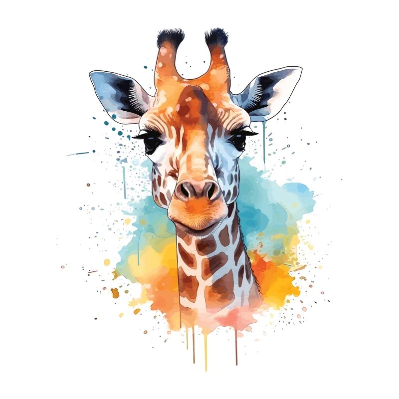 Aquarell-giraffe – Farbenfrohe