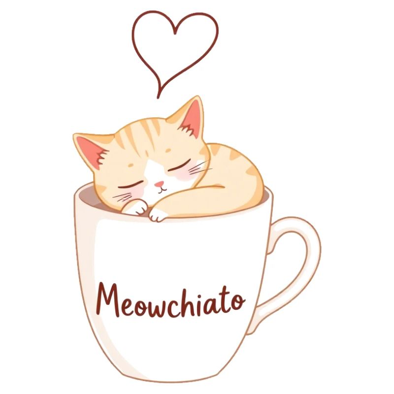 Chat Meowchiato - Conception☕🐱 de chat de café mignon
