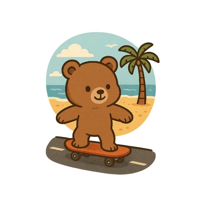 Teddybär auf einem Skateboard