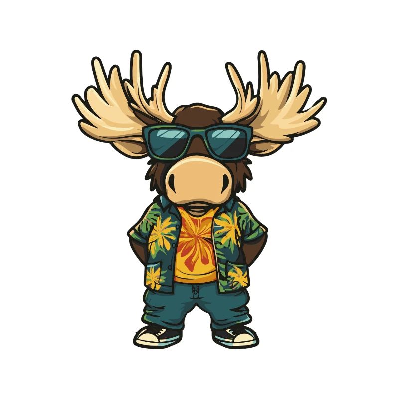 Elch Comic Cool Sommer