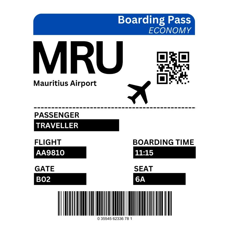 Mauritius Boarding Ticket Flight Holiday Idea