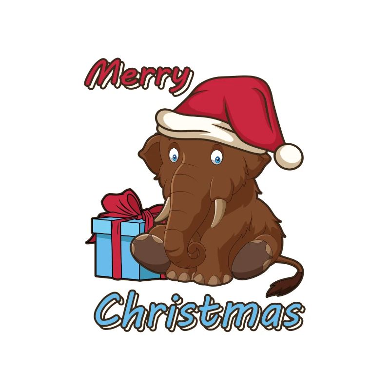 Conception de dessin animé de cadeau de Noël d'éléphant de mammouth