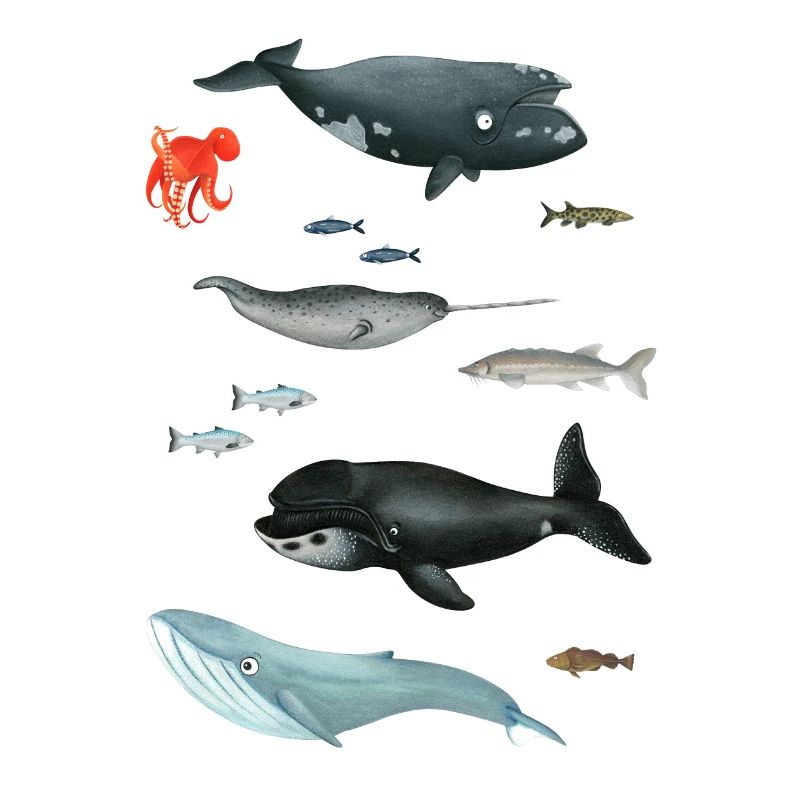 Patterns with whales and fish / underwater world