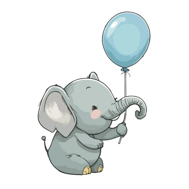 small elephant with balloon