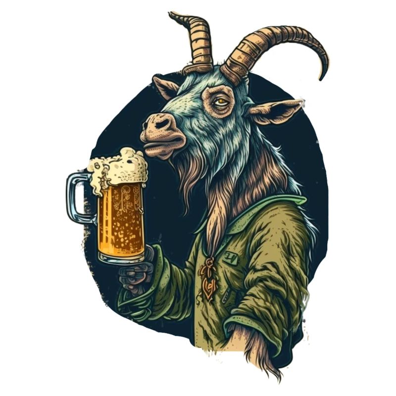 Lustiger Bock mit Bier