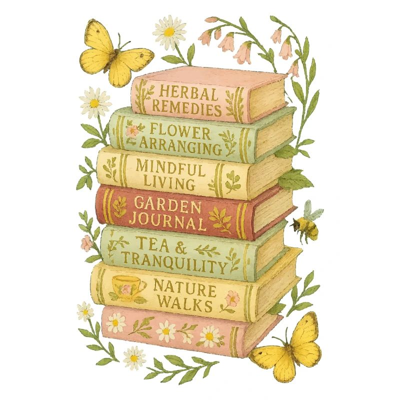 Nature and Book Lovers Floral Book Stack