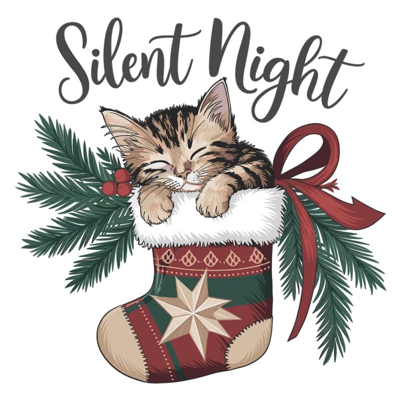 Douce nuit – Chaton en bas de Noël