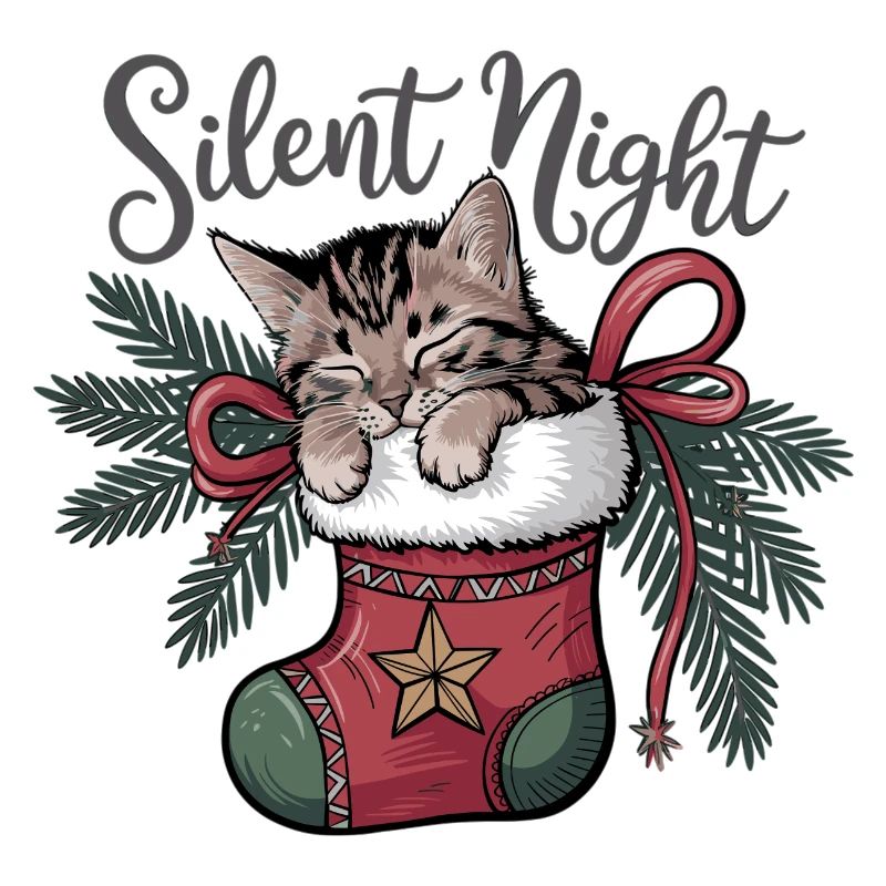 Douce nuit – Chaton en bas de Noël