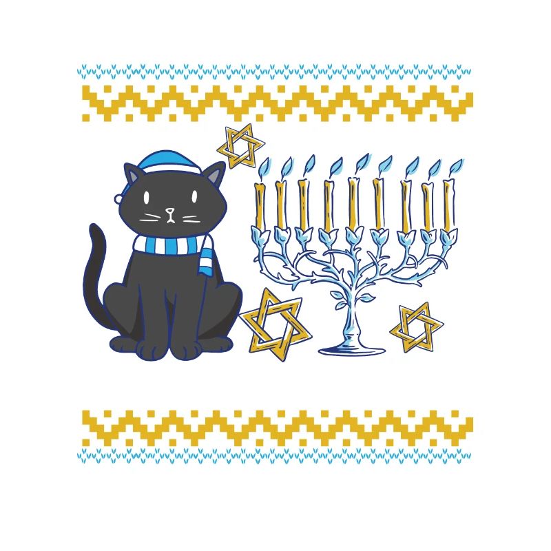Meowzel Tov Hanoukka Ugly Noël Pull Chat