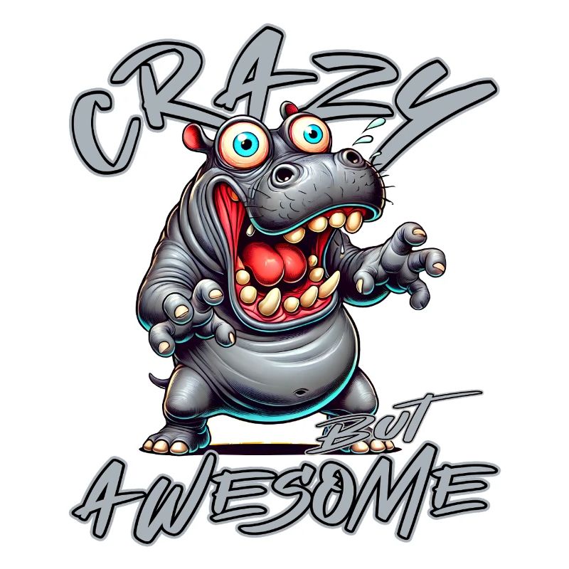 Crazy but Awesome Nilpferd Comic Stil