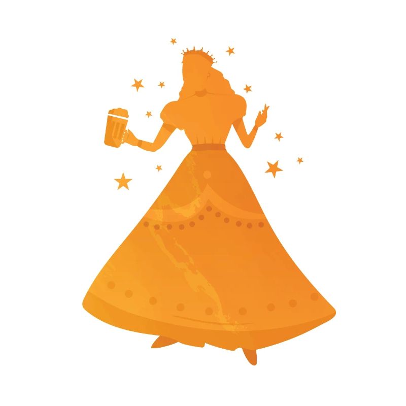 Princesse de la bière dans la beauté de la bière de couleur dorée