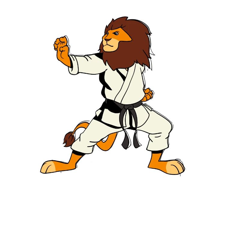 Comic Löwe macht Karate