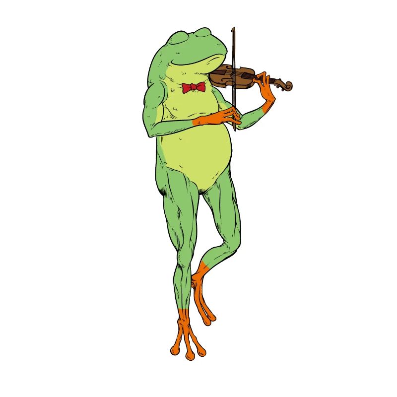 Comic Frog joue du violon