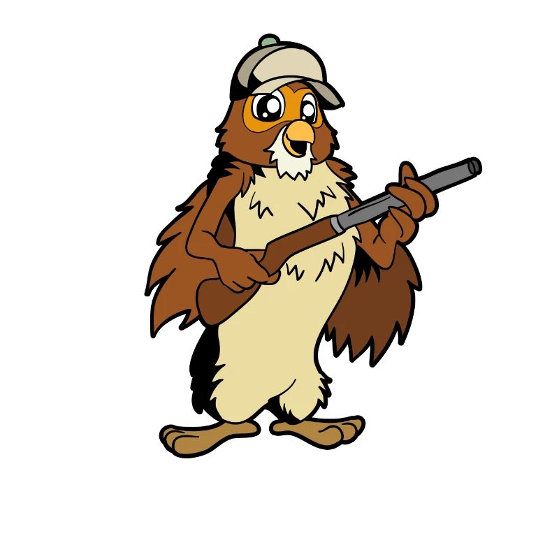 Eule mit Gewehr - Jäger