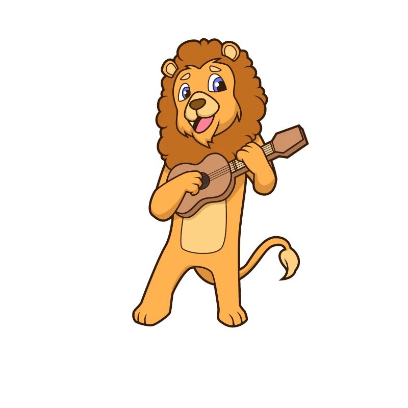 Comic Löwe spielt Ukulele
