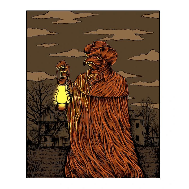 Médecin de la peste avec masque de peste - Dessin du médecin de la peste